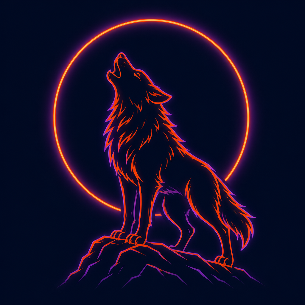Wolf howling at the moon